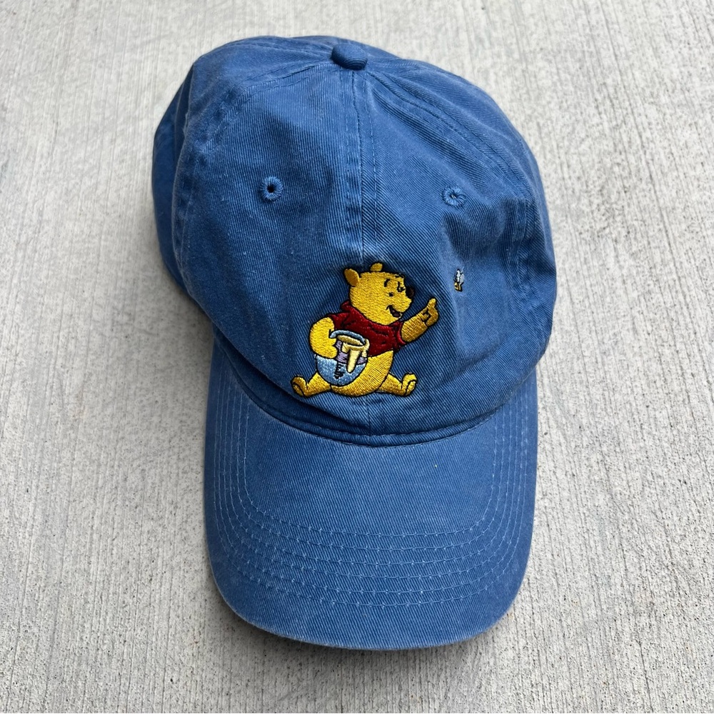 Vintage Disney Winnie The Pooh Hat Embroidered Faded Blue Cotton Dad Cap Y2K